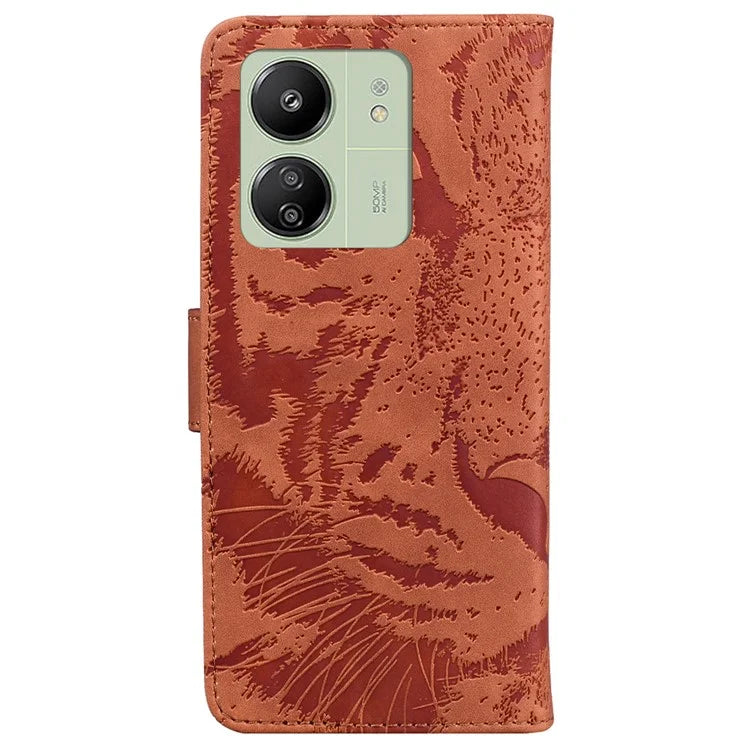 For Xiaomi Redmi 13C 4G / Redmi 13C 5G / Poco C65 4G Case PU Leather Tiger Pattern Phone Cover