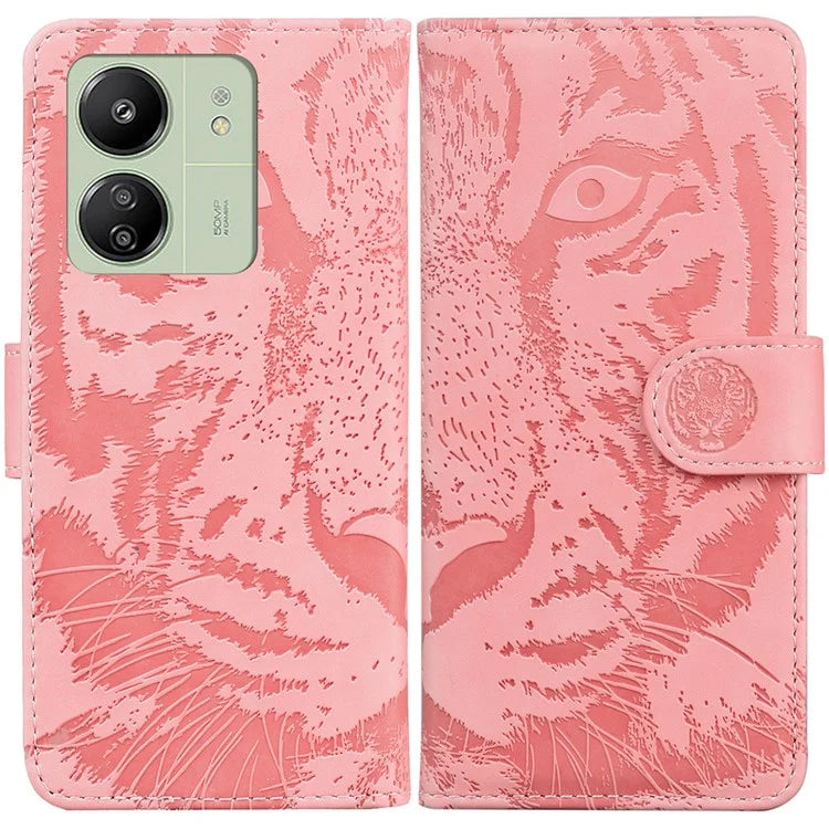 For Xiaomi Redmi 13C 4G / Redmi 13C 5G / Poco C65 4G Case PU Leather Tiger Pattern Phone Cover