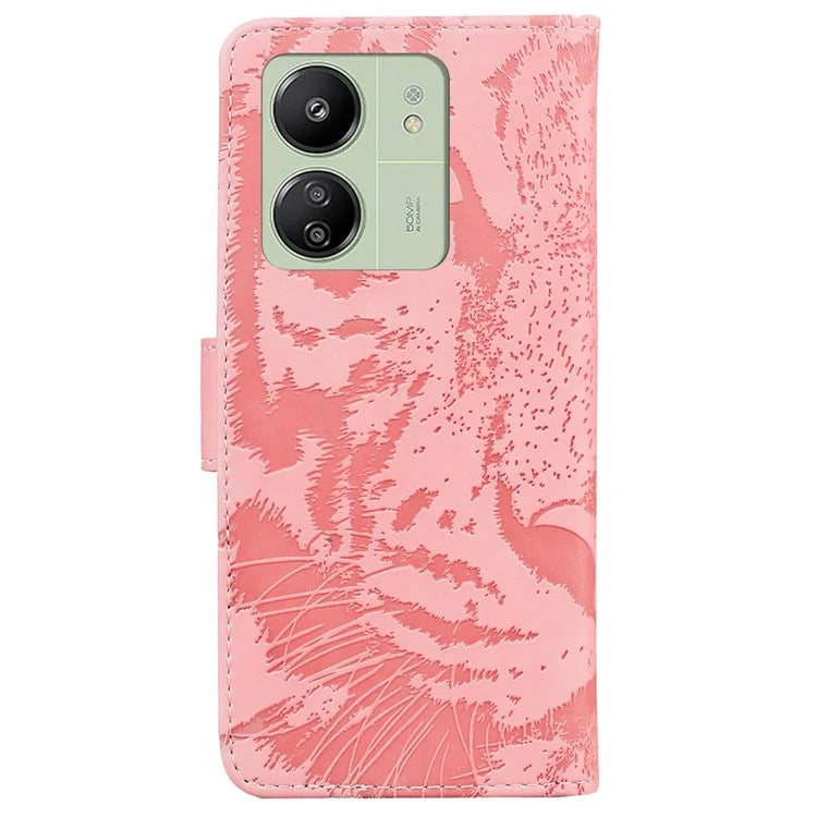For Xiaomi Redmi 13C 4G / Redmi 13C 5G / Poco C65 4G Case PU Leather Tiger Pattern Phone Cover