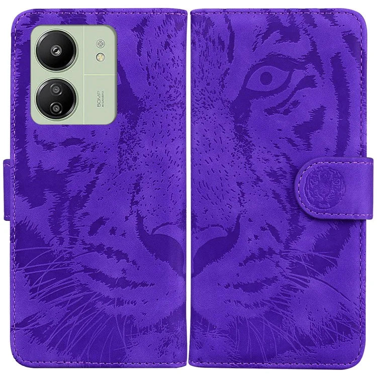 For Xiaomi Redmi 13C 4G / Redmi 13C 5G / Poco C65 4G Case PU Leather Tiger Pattern Phone Cover