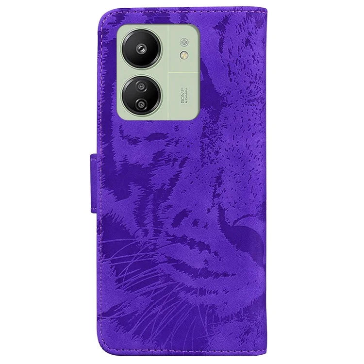 For Xiaomi Redmi 13C 4G / Redmi 13C 5G / Poco C65 4G Case PU Leather Tiger Pattern Phone Cover