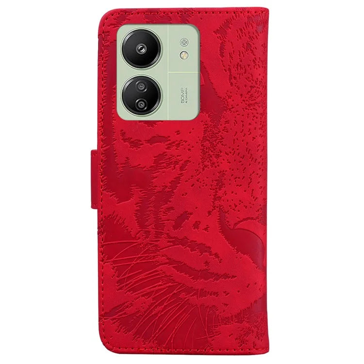 For Xiaomi Redmi 13C 4G / Redmi 13C 5G / Poco C65 4G Case PU Leather Tiger Pattern Phone Cover
