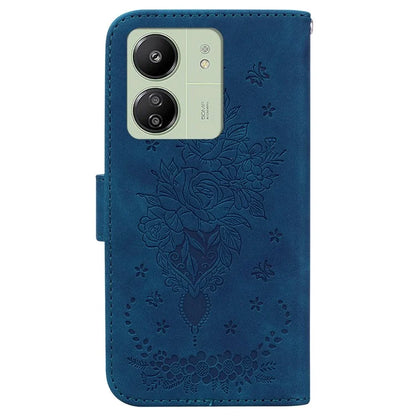 For Xiaomi Redmi 13C 4G /  Redmi 13C 5G /  Poco C65 4G Case Rose Butterfly Imprinted Protective Cover with Card Slots