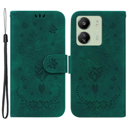 For Xiaomi Redmi 13C 4G /  Redmi 13C 5G /  Poco C65 4G Case Rose Butterfly Imprinted Protective Cover with Card Slots