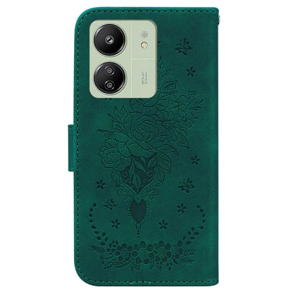 For Xiaomi Redmi 13C 4G /  Redmi 13C 5G /  Poco C65 4G Case Rose Butterfly Imprinted Protective Cover with Card Slots