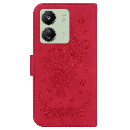 For Xiaomi Redmi 13C 4G /  Redmi 13C 5G /  Poco C65 4G Case Rose Butterfly Imprinted Protective Cover with Card Slots