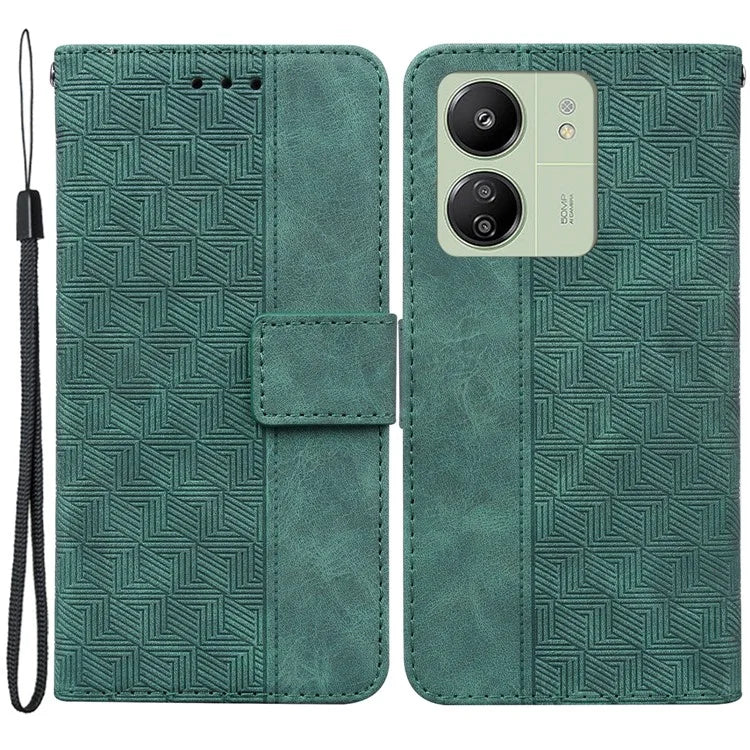 For Xiaomi Redmi 13C 4G / 13C 5G / Poco C65 4G Case Geometry Pattern Wallet Leather Cover