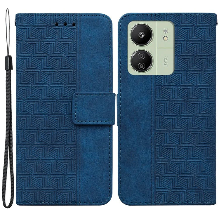 For Xiaomi Redmi 13C 4G / 13C 5G / Poco C65 4G Case Geometry Pattern Wallet Leather Cover