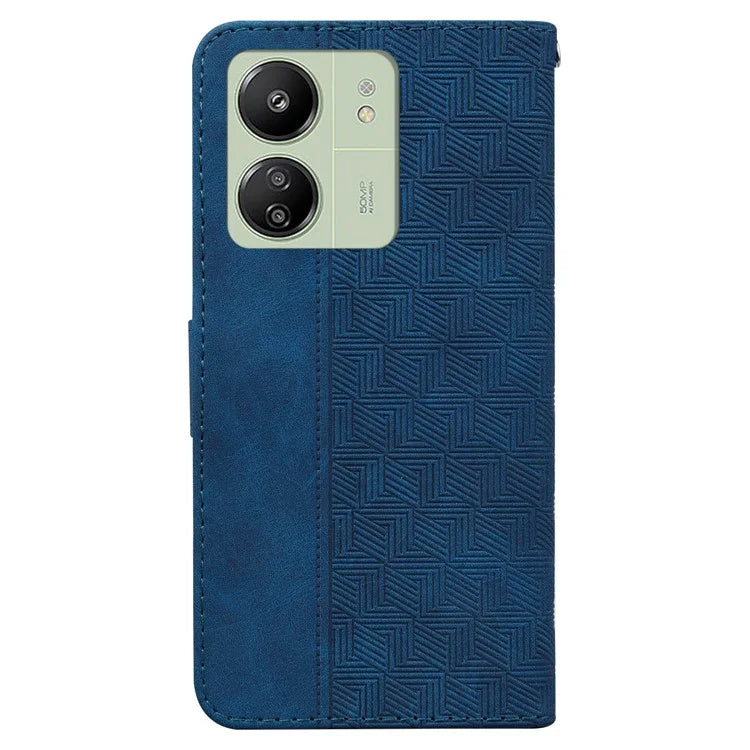 For Xiaomi Redmi 13C 4G / 13C 5G / Poco C65 4G Case Geometry Pattern Wallet Leather Cover