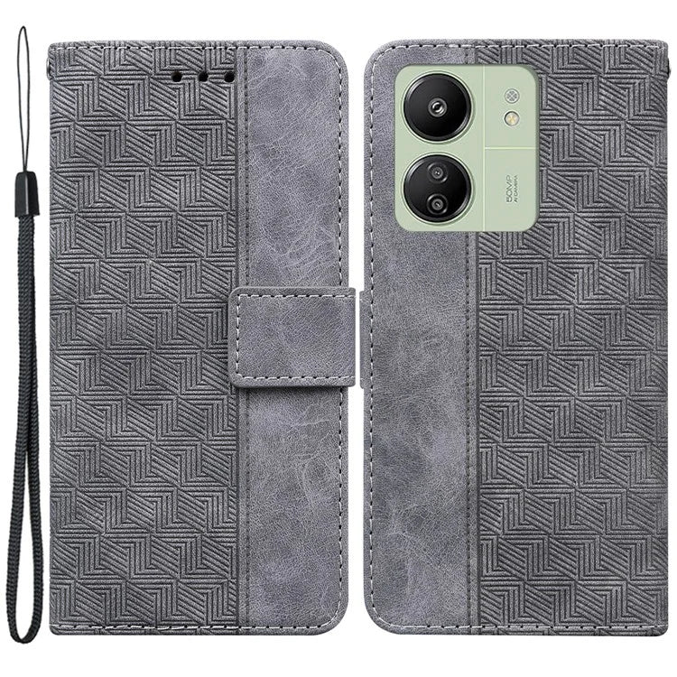 For Xiaomi Redmi 13C 4G / 13C 5G / Poco C65 4G Case Geometry Pattern Wallet Leather Cover