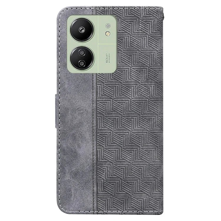 For Xiaomi Redmi 13C 4G / 13C 5G / Poco C65 4G Case Geometry Pattern Wallet Leather Cover