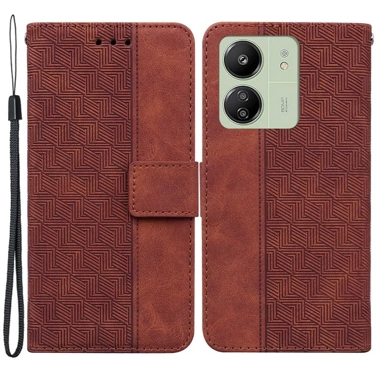 For Xiaomi Redmi 13C 4G / 13C 5G / Poco C65 4G Case Geometry Pattern Wallet Leather Cover