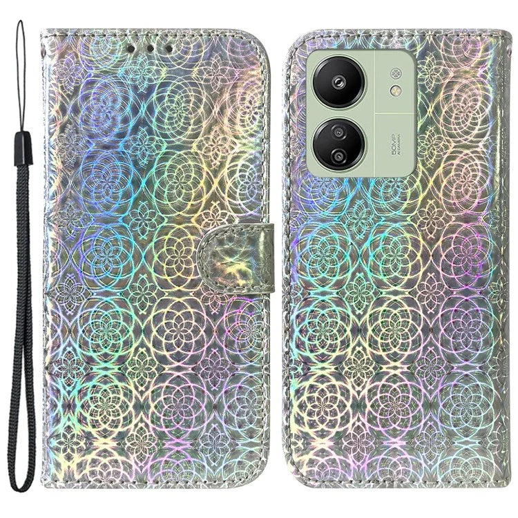 For Xiaomi Redmi 13C 4G /  Redmi 13C 5G /  Poco C65 4G Case Solid Color Dazzling Flower Phone Cover