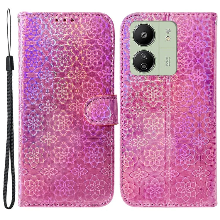 For Xiaomi Redmi 13C 4G /  Redmi 13C 5G /  Poco C65 4G Case Solid Color Dazzling Flower Phone Cover