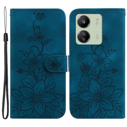 For Xiaomi Redmi 13C 4G / 5G / Poco C65 4G Case Imprinted Flower Leather Cover with Wallet