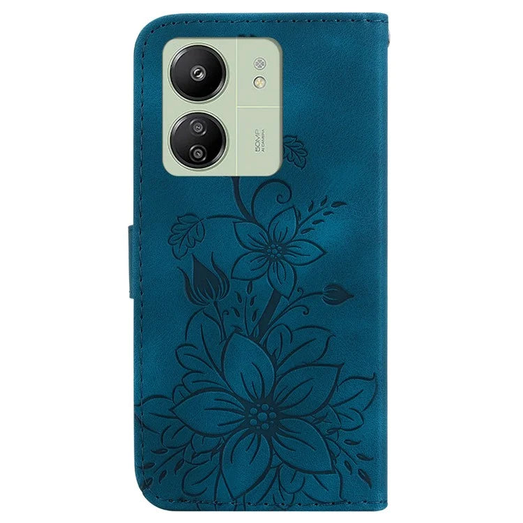 For Xiaomi Redmi 13C 4G / 5G / Poco C65 4G Case Imprinted Flower Leather Cover with Wallet