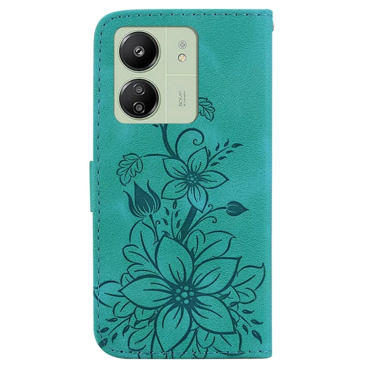 For Xiaomi Redmi 13C 4G / 5G / Poco C65 4G Case Imprinted Flower Leather Cover with Wallet