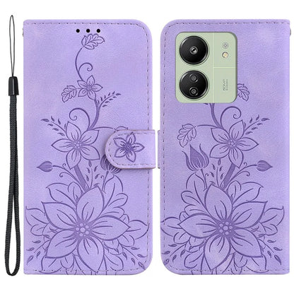 For Xiaomi Redmi 13C 4G / 5G / Poco C65 4G Case Imprinted Flower Leather Cover with Wallet