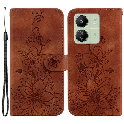 For Xiaomi Redmi 13C 4G / 5G / Poco C65 4G Case Imprinted Flower Leather Cover with Wallet