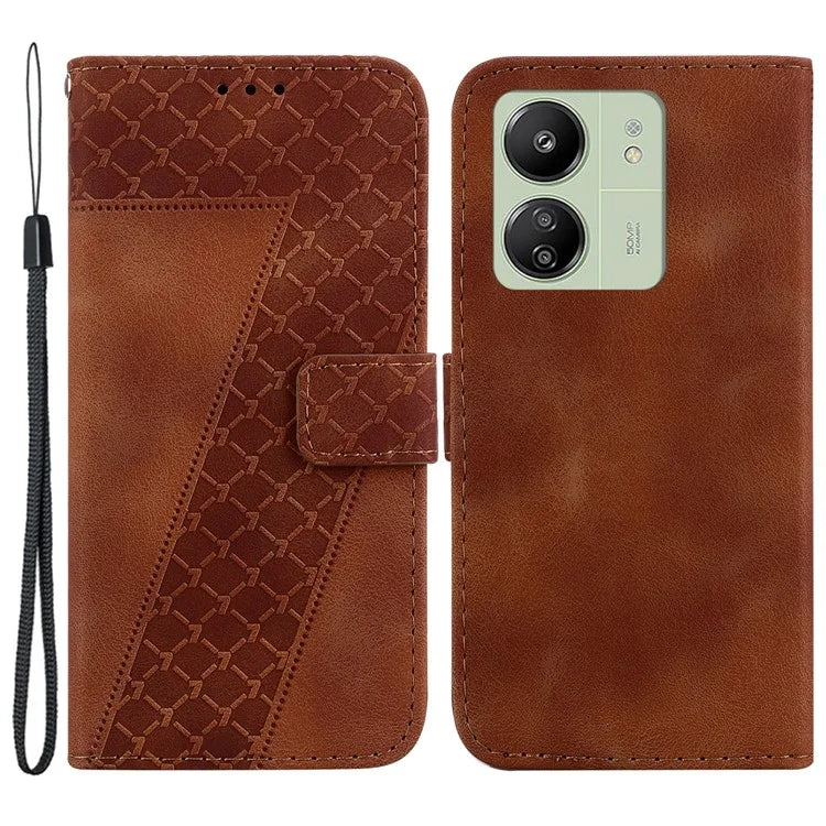 For Xiaomi Redmi 13C 4G / 13C 5G / Poco C65 4G Case PU Leather Wallet Stand Imprinted Phone Cover