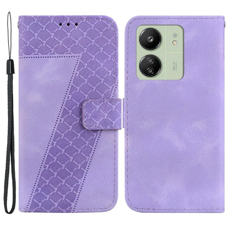 For Xiaomi Redmi 13C 4G / 13C 5G / Poco C65 4G Case PU Leather Wallet Stand Imprinted Phone Cover