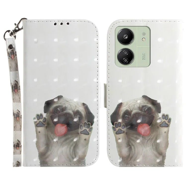 For Xiaomi Redmi 13C 4G / Redmi 13C 5G / Poco C65 4G Cell Phone Case 3D Pattern Wallet Cover