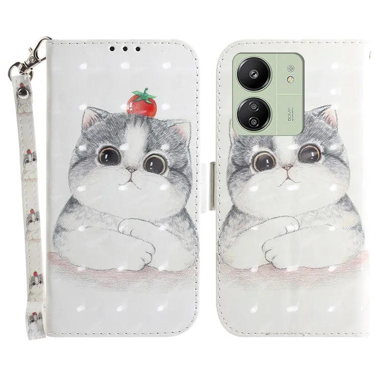 For Xiaomi Redmi 13C 4G / Redmi 13C 5G / Poco C65 4G Cell Phone Case 3D Pattern Wallet Cover