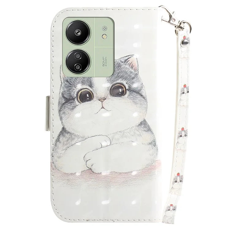 For Xiaomi Redmi 13C 4G / Redmi 13C 5G / Poco C65 4G Cell Phone Case 3D Pattern Wallet Cover