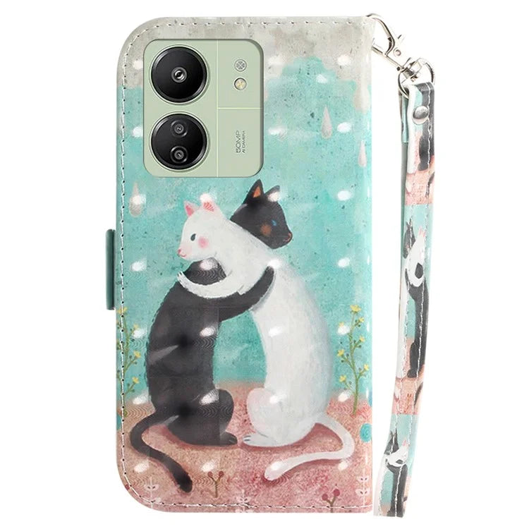 For Xiaomi Redmi 13C 4G / Redmi 13C 5G / Poco C65 4G Cell Phone Case 3D Pattern Wallet Cover