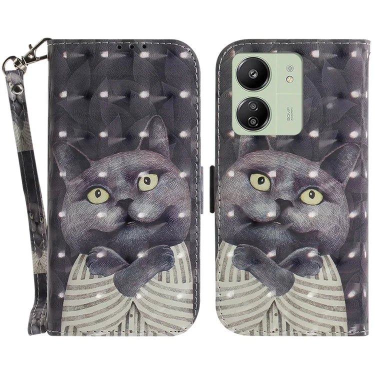 For Xiaomi Redmi 13C 4G / Redmi 13C 5G / Poco C65 4G Cell Phone Case 3D Pattern Wallet Cover