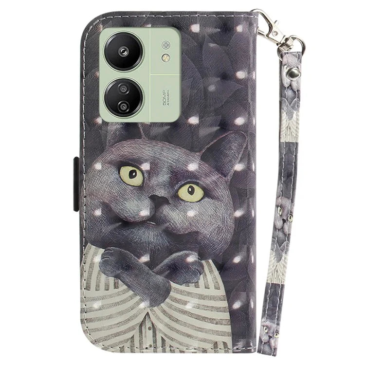 For Xiaomi Redmi 13C 4G / Redmi 13C 5G / Poco C65 4G Cell Phone Case 3D Pattern Wallet Cover