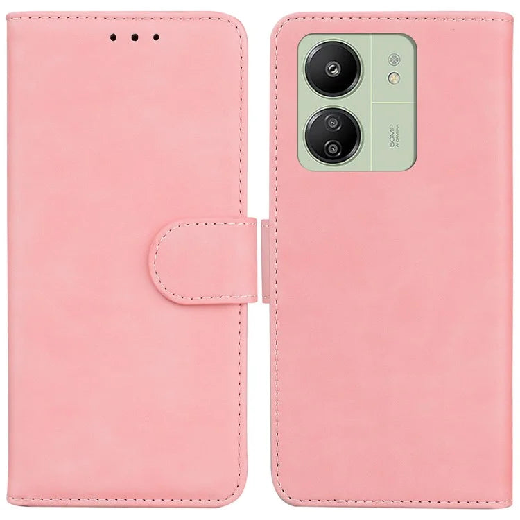 For Xiaomi Redmi 13C 4G / Redmi 13C 5G / Poco C65 4G Case Solid Color Leather Phone Wallet Cover