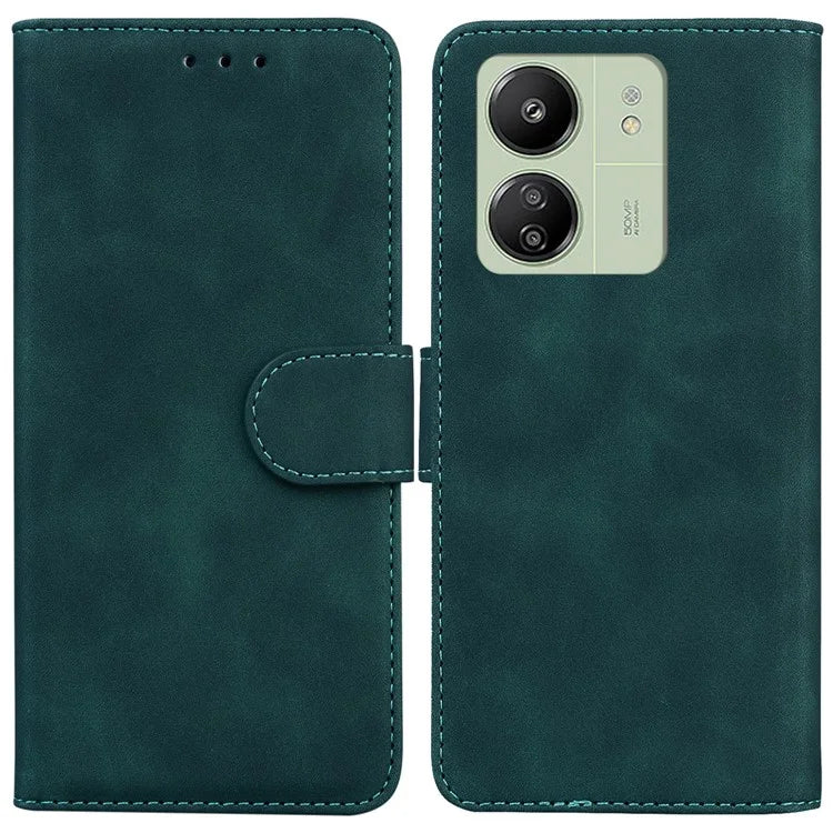 For Xiaomi Redmi 13C 4G / Redmi 13C 5G / Poco C65 4G Case Solid Color Leather Phone Wallet Cover