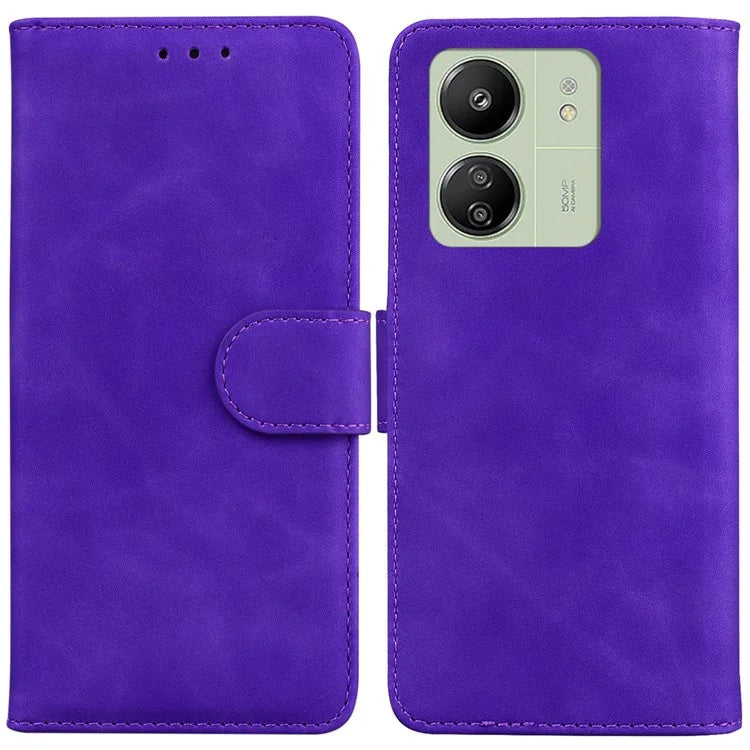 For Xiaomi Redmi 13C 4G / Redmi 13C 5G / Poco C65 4G Case Solid Color Leather Phone Wallet Cover
