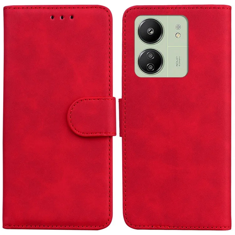 For Xiaomi Redmi 13C 4G / Redmi 13C 5G / Poco C65 4G Case Solid Color Leather Phone Wallet Cover