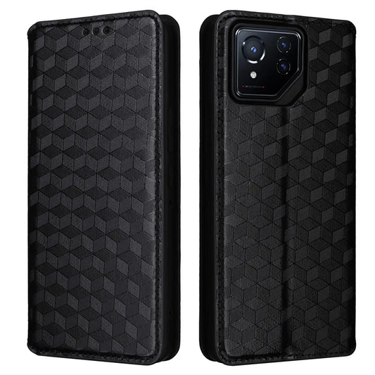 For Asus ROG Phone 8 5G / ROG Phone 8 Pro 5G Case Rhombus Imprinted Stand View Phone Cover