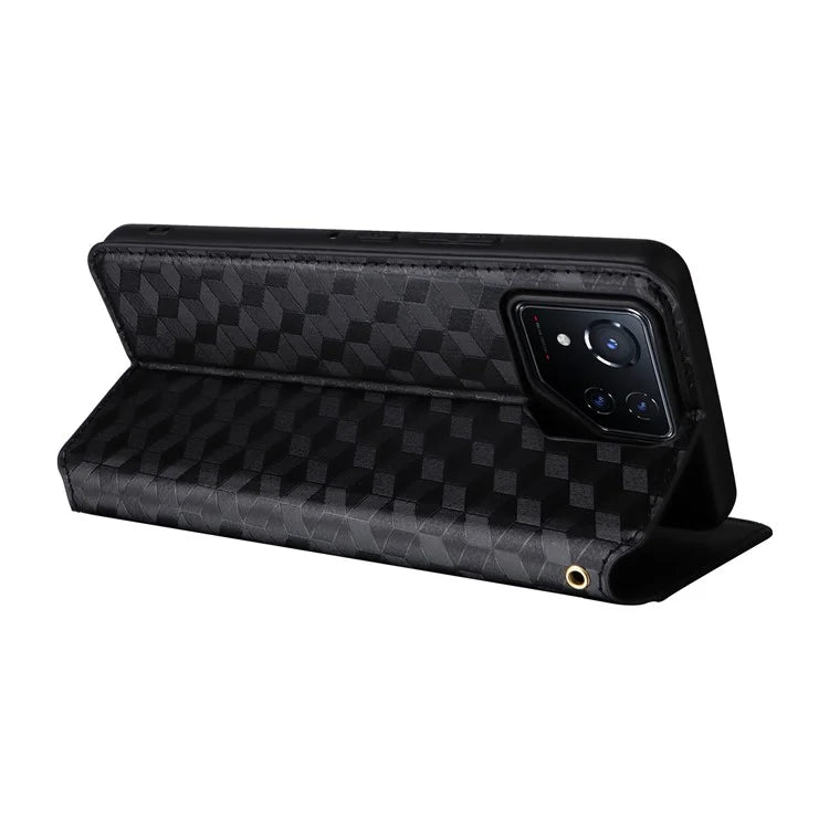 For Asus ROG Phone 8 5G / ROG Phone 8 Pro 5G Case Rhombus Imprinted Stand View Phone Cover