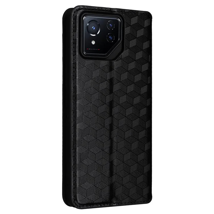 For Asus ROG Phone 8 5G / ROG Phone 8 Pro 5G Case Rhombus Imprinted Stand View Phone Cover