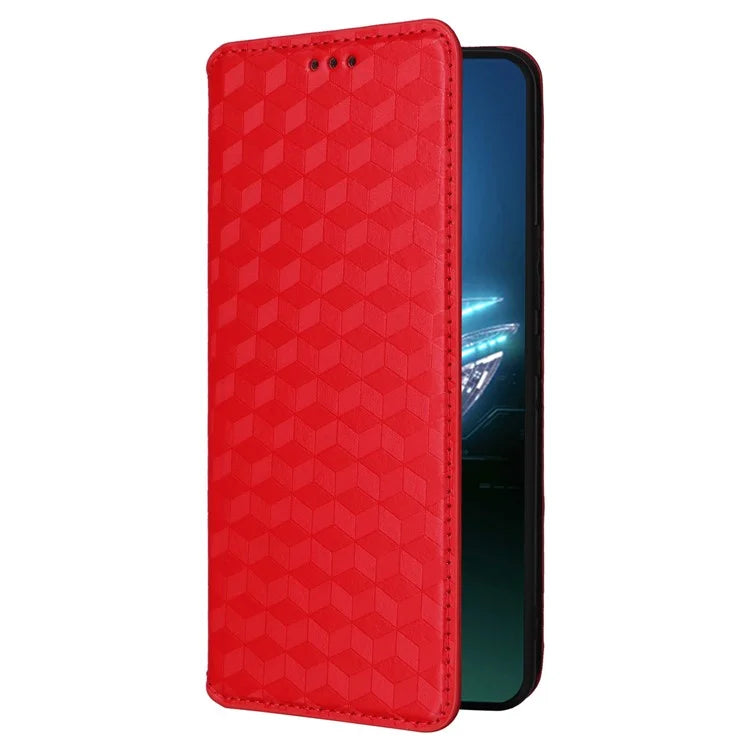 For Asus ROG Phone 8 5G / ROG Phone 8 Pro 5G Case Rhombus Imprinted Stand View Phone Cover