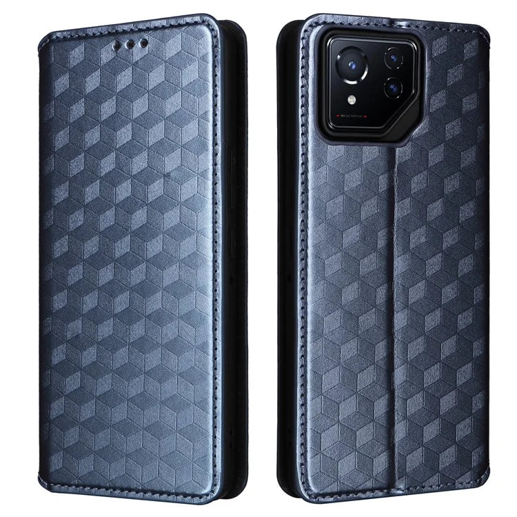 For Asus ROG Phone 8 5G / ROG Phone 8 Pro 5G Case Rhombus Imprinted Stand View Phone Cover