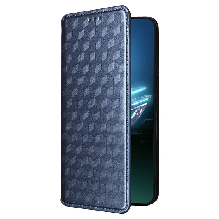For Asus ROG Phone 8 5G / ROG Phone 8 Pro 5G Case Rhombus Imprinted Stand View Phone Cover