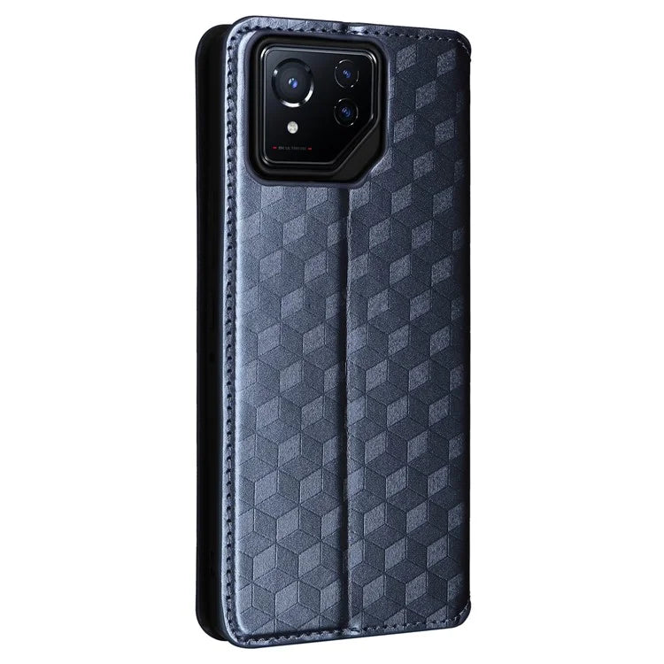 For Asus ROG Phone 8 5G / ROG Phone 8 Pro 5G Case Rhombus Imprinted Stand View Phone Cover