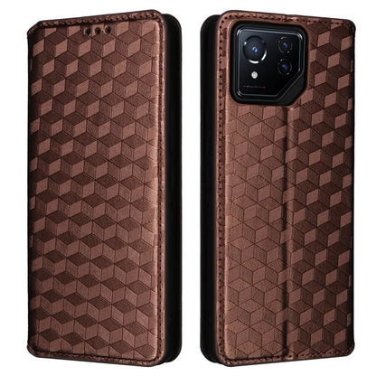 For Asus ROG Phone 8 5G / ROG Phone 8 Pro 5G Case Rhombus Imprinted Stand View Phone Cover
