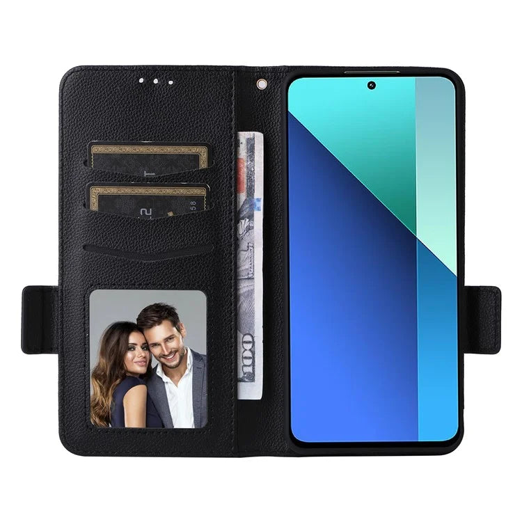 For Xiaomi Redmi Note 13 4G Shockproof Phone Case PU Leather Flip Cover