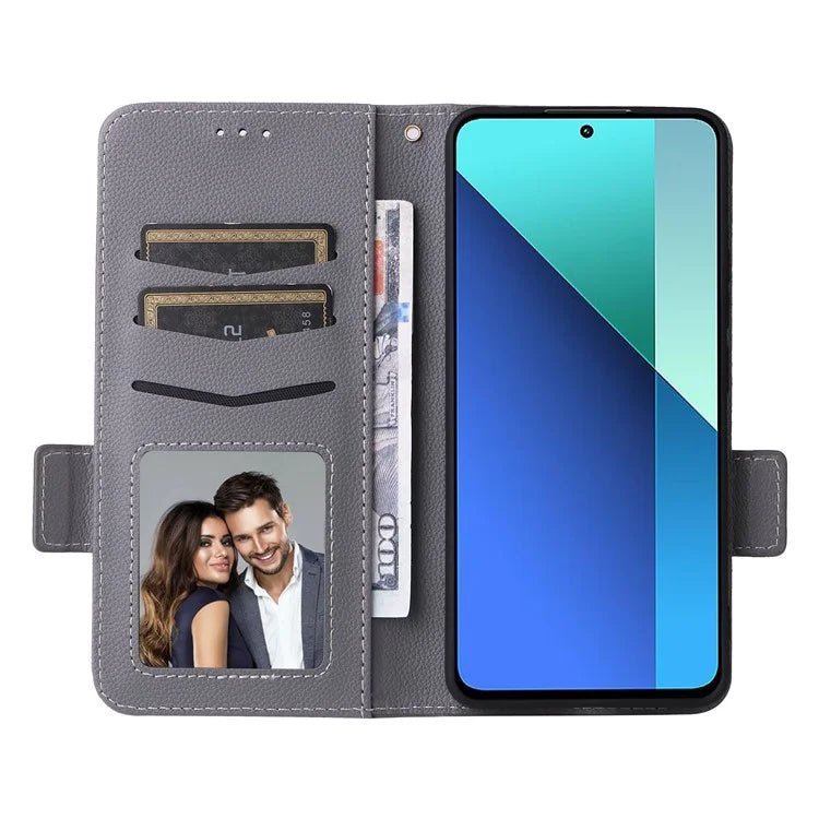 For Xiaomi Redmi Note 13 4G Shockproof Phone Case PU Leather Flip Cover