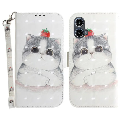 For Motorola Moto G34 5G Leather Case 3D Pattern Card Slots Phone Cover