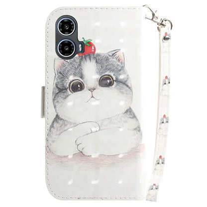 For Motorola Moto G34 5G Leather Case 3D Pattern Card Slots Phone Cover