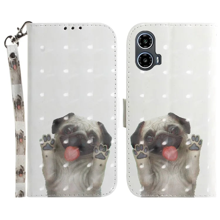 For Motorola Moto G34 5G Leather Case 3D Pattern Card Slots Phone Cover