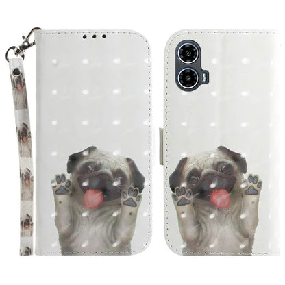 For Motorola Moto G34 5G Leather Case 3D Pattern Card Slots Phone Cover