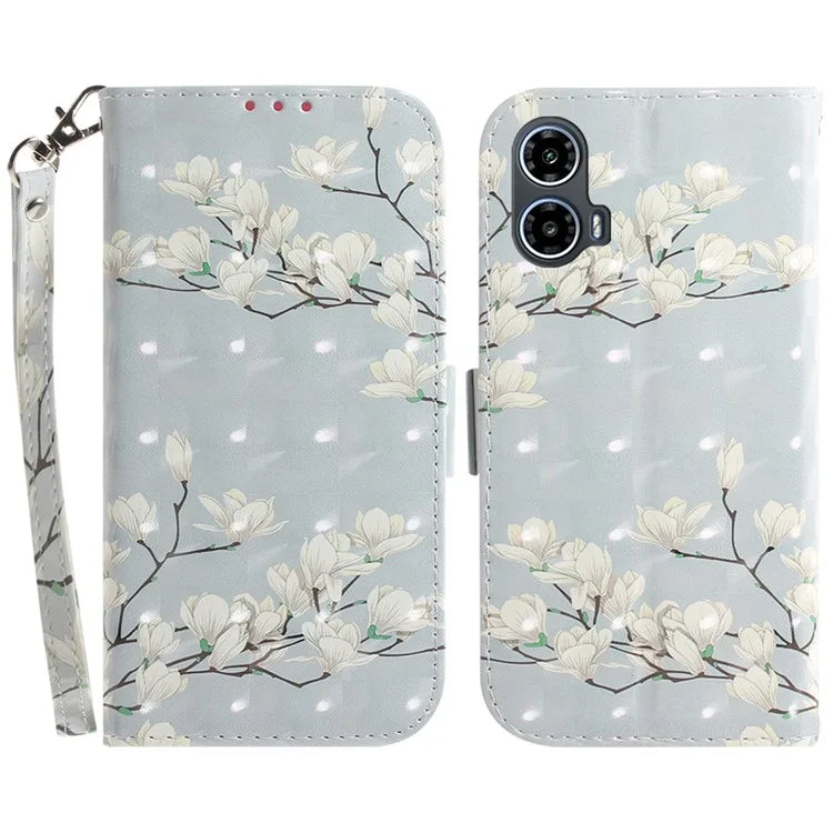 For Motorola Moto G34 5G Leather Case 3D Pattern Card Slots Phone Cover